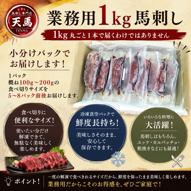 業務用1kg】会津馬刺し(もも肉) 【冷凍】